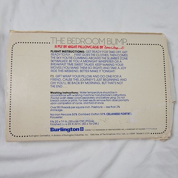 Vintage A Fly By Night Pillowcase Good For All Night Ticket Pillow Case Bedding - Picture 2 of 7